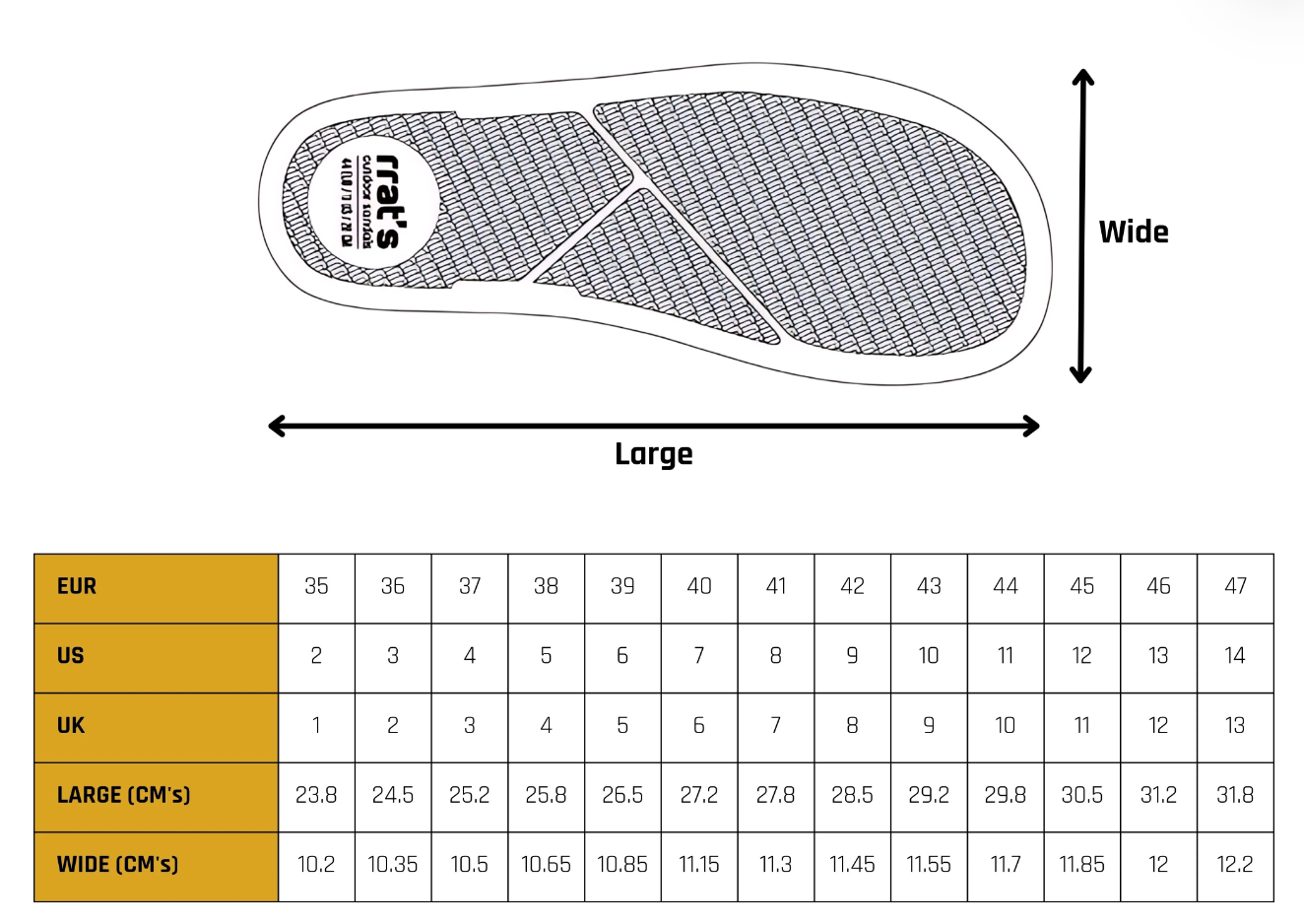 Size chart T-Minimal