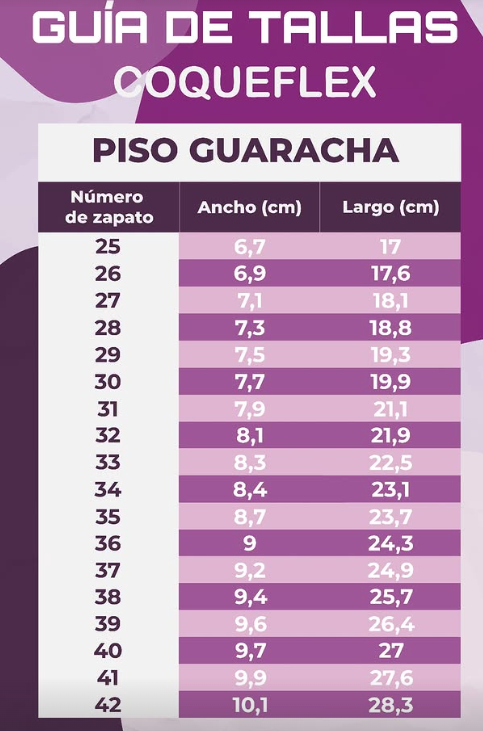 Size chart Esclava - 1559