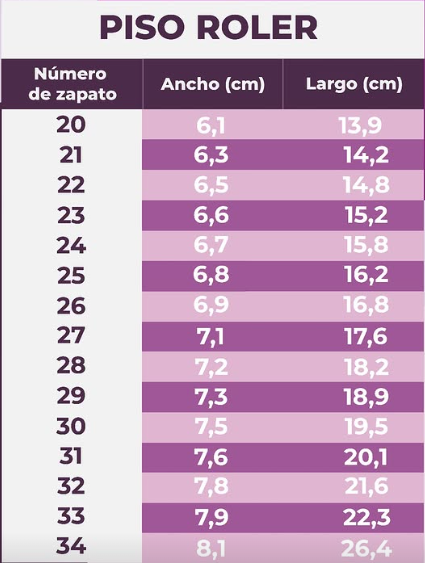 Size chart Calita - 15223