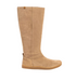 Barefoot footwear: beige tall boot viewed from the side, with a vertical seam and brown sole.