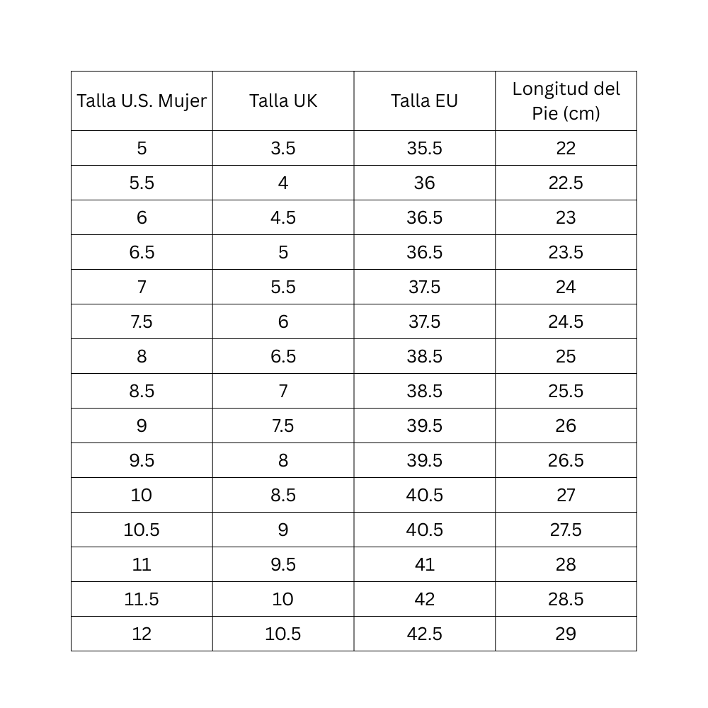 Size chart D-Trail - Women