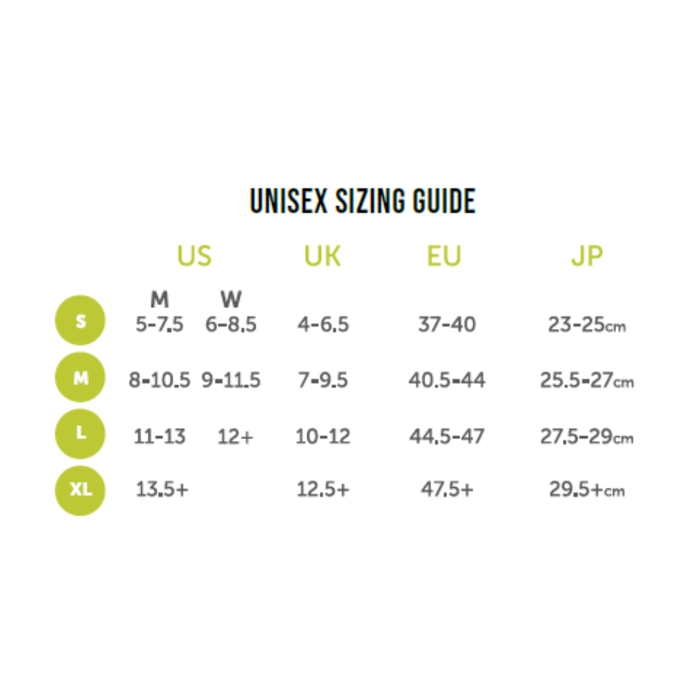 Size chart Ultra Run Socks
