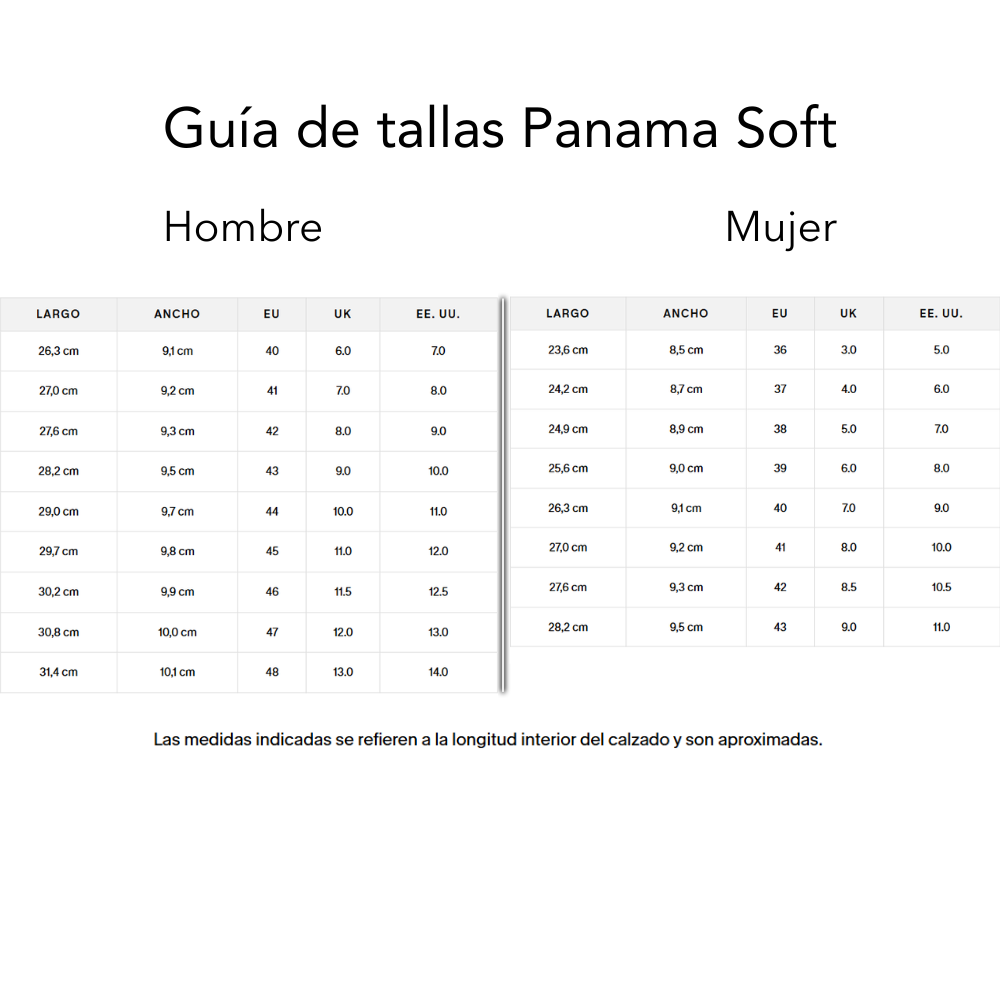 Size chart Panama Soft