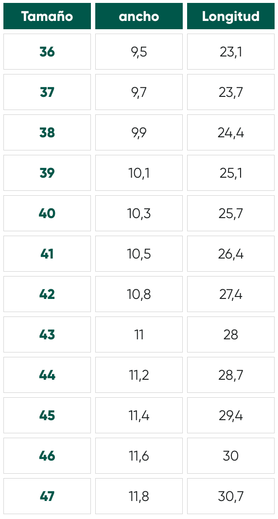 Size chart Velocity