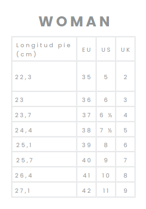Size chart Canver