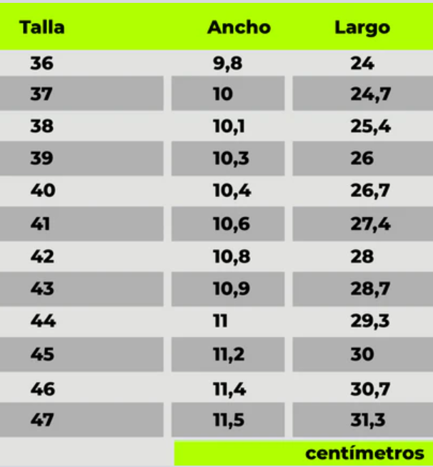 Size chart Shibuya
