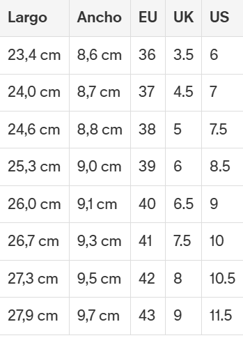Size chart Everyday Chelsea 2.0 
