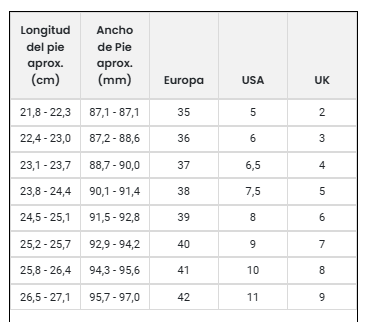 Size chart Jacques - 60958