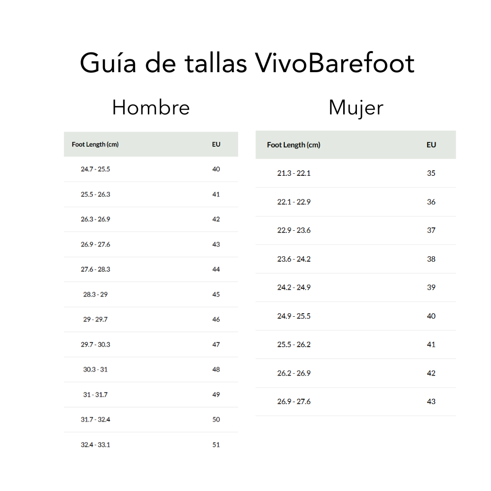 Size chart Primus Lite IV