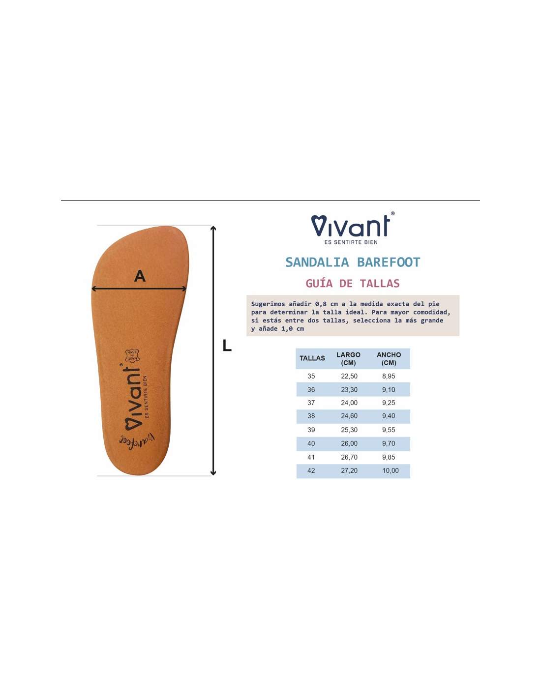 Size chart Caoba