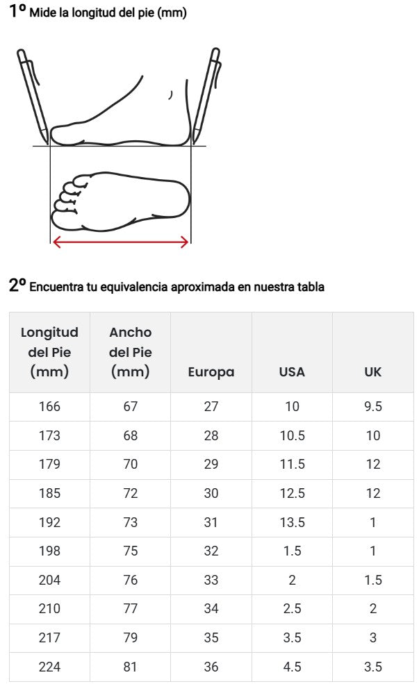Size chart Free Malmo - 49045