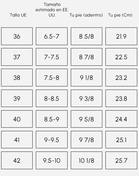 Size chart V-ALPHA - Women 