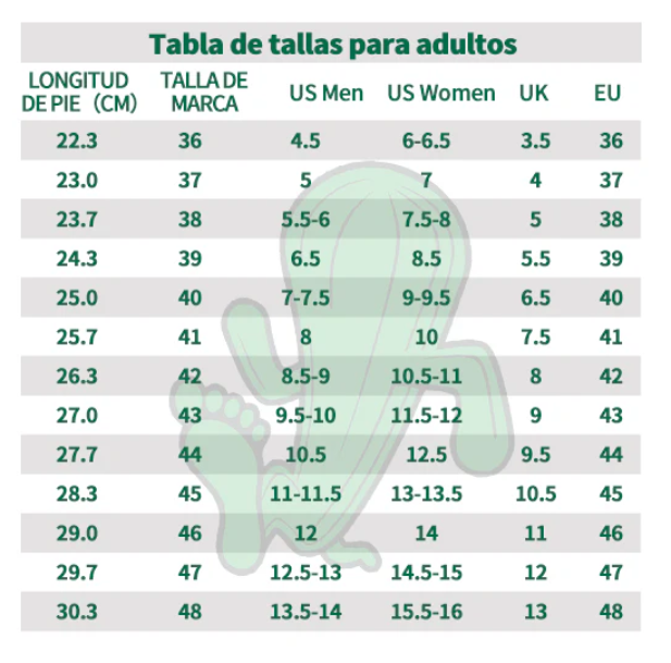 Size chart Vitality IV